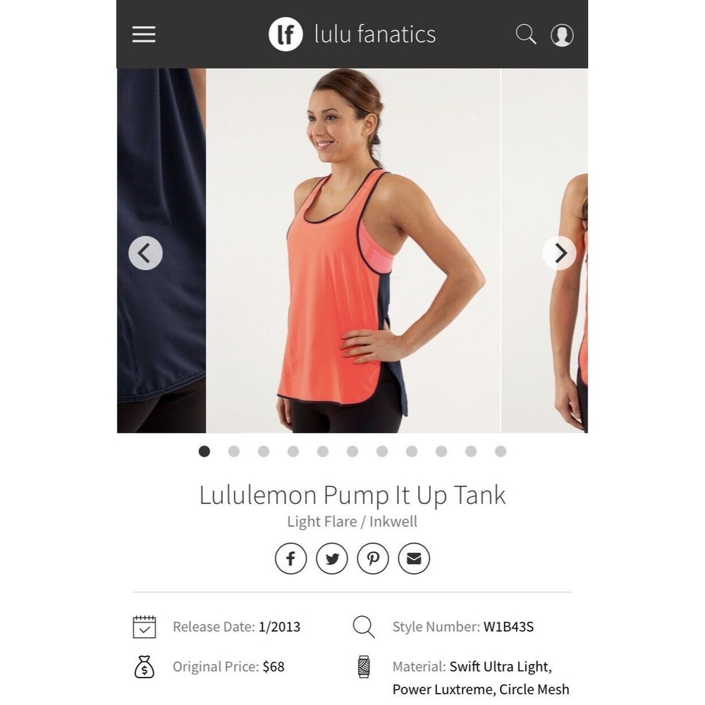 Lululemon Pump It Up Racerback Sz 12/14 Light Flare/Inkwell Women’s Workout